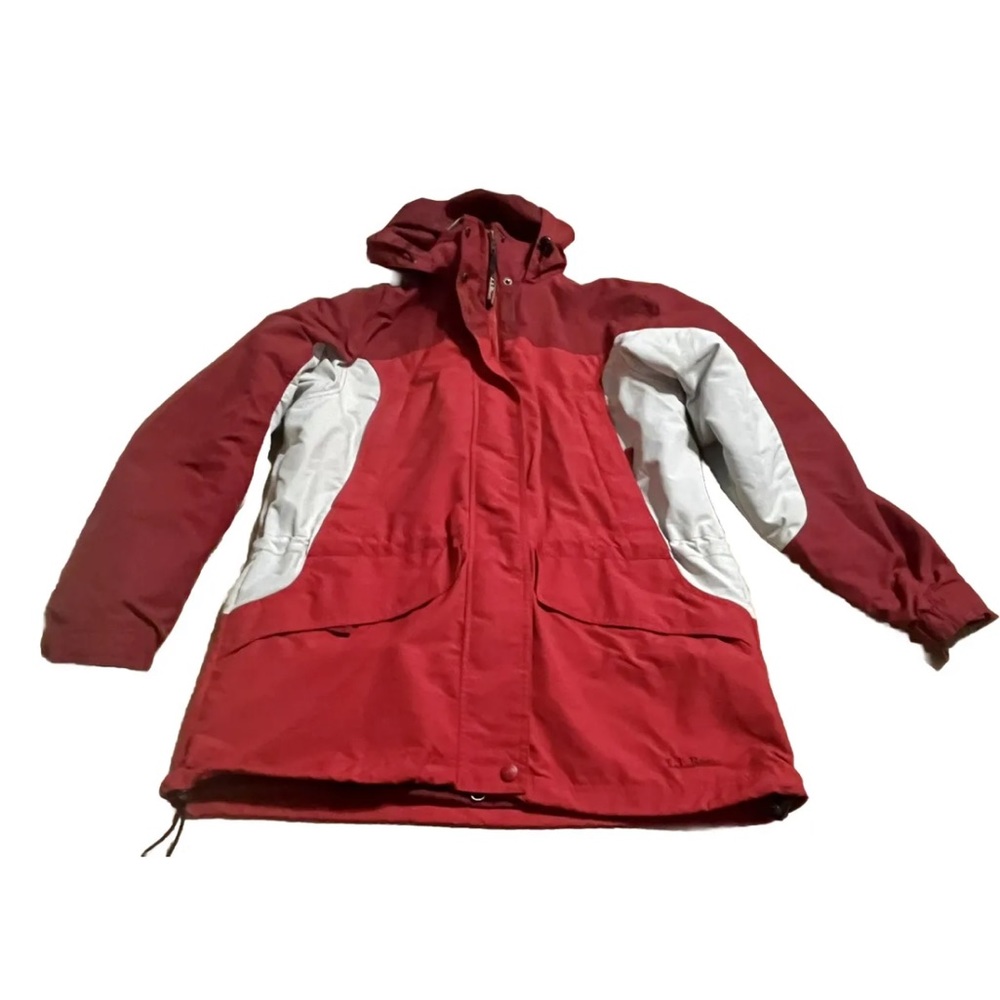 Vintage LL BEAN 3-in-1 Hooded Winter Coat Jacket Red Fleece Lined Women’s Medium